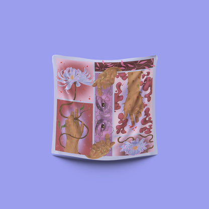 Floral Hands Silk Scarf